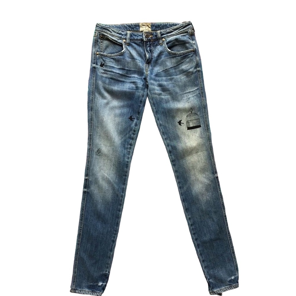 PRPS Blue Skinny Jeans with Distressed Detailing. Size 25.  Amazing.  Birdcage